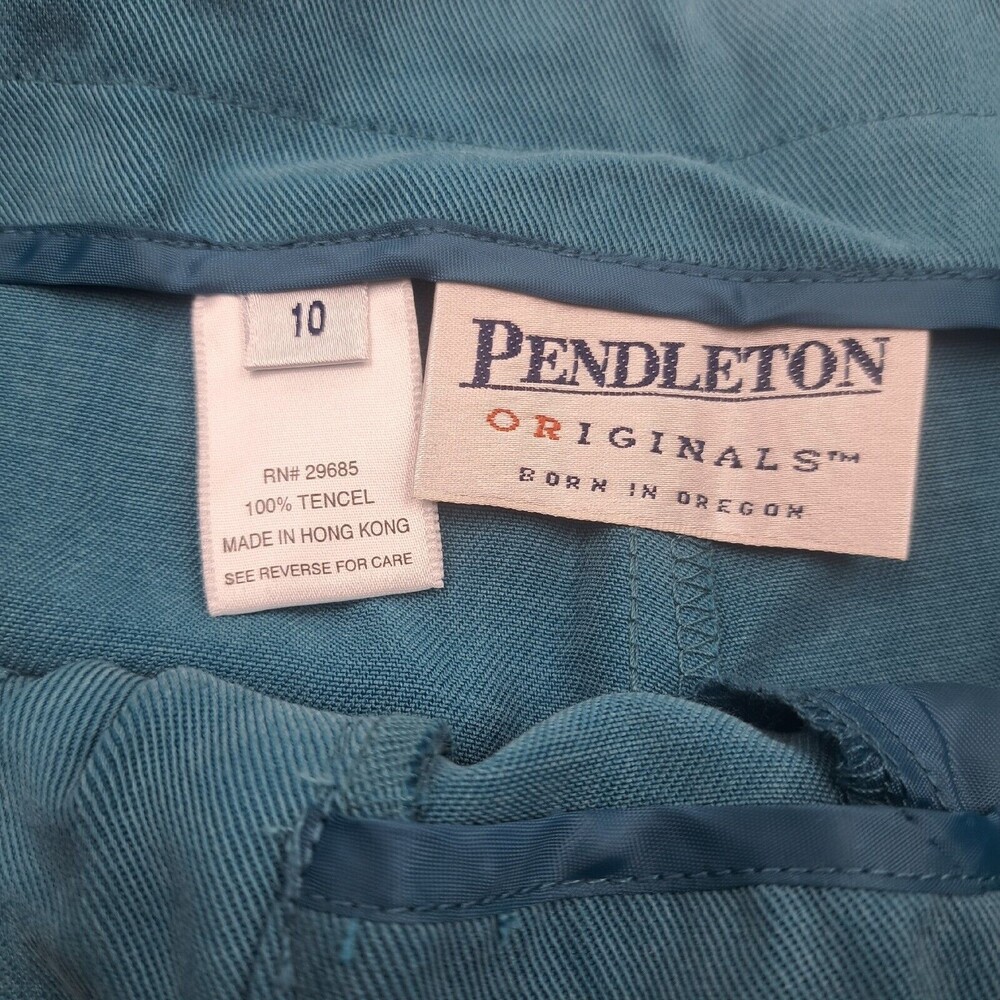 NEW Pendleton Teal Blue Slacks Trousers Women Size 10 Attached Belt - Picture 4 of 7